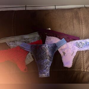 NWT PINK Victoria's Secret Lace Panties Set - Red, Purple, Blue, Burgundy, Green